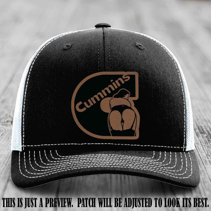 Cummins Curves Dark Brown to Black Patch on Black to White Hat Richardson 112 Hat