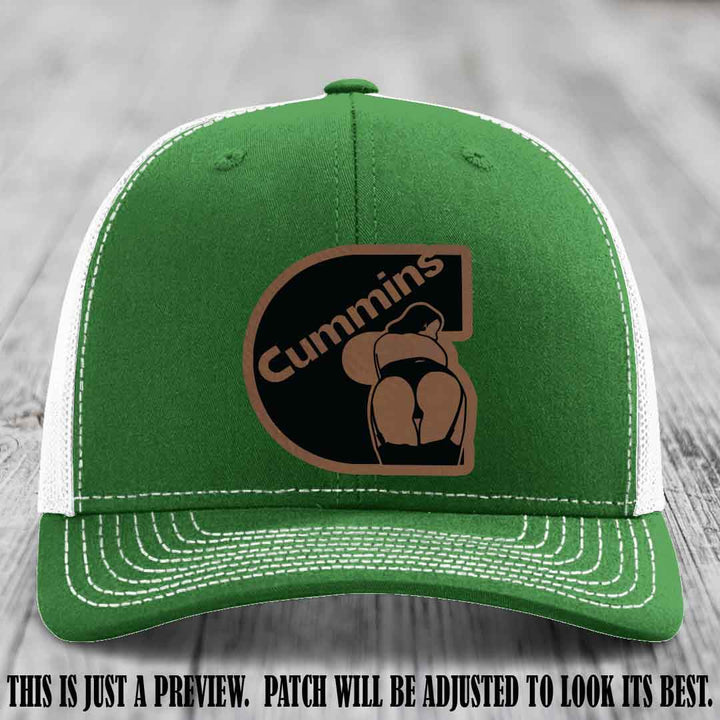 Cummins Curves Dark Brown to Black Patch on Kelly to White Hat Richardson 112 Hat