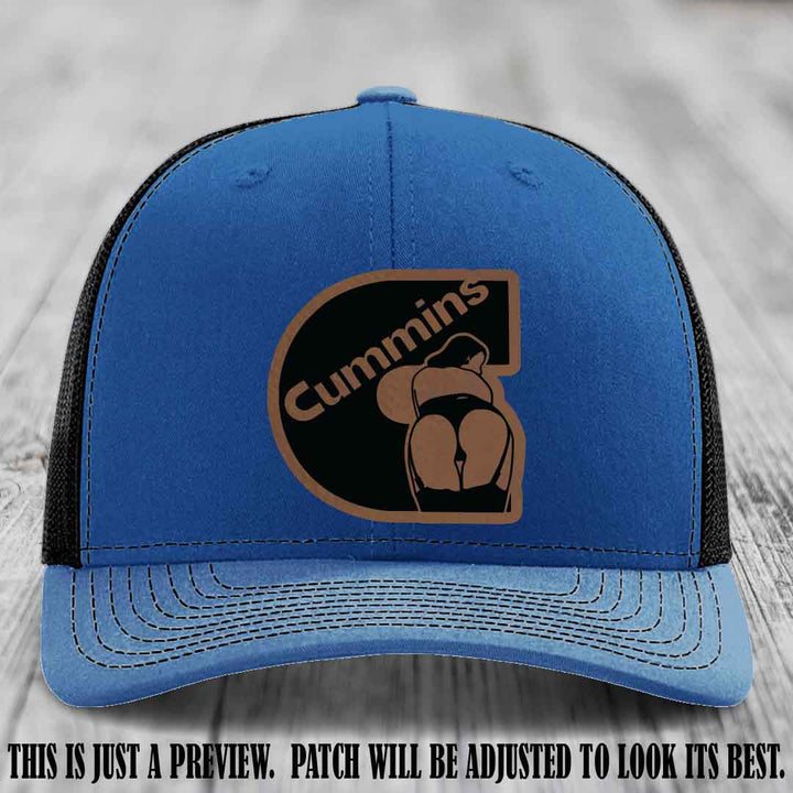 Cummins Curves Dark Brown to Black Patch on Royal to Black Hat Richardson 112 Hat