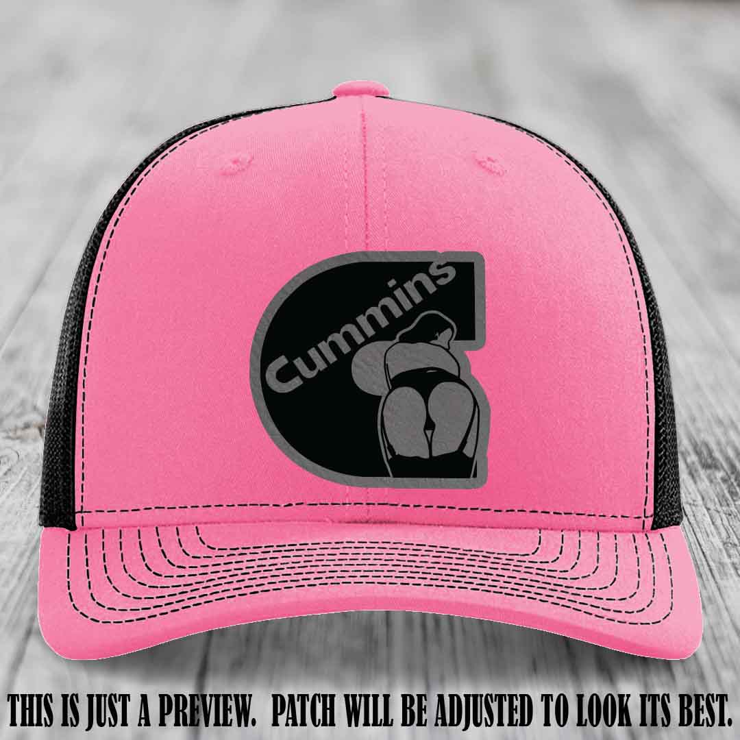 Cummins Curves Grey to Black Patch on Hot Pink to Black Hat Richardson 112 Hat