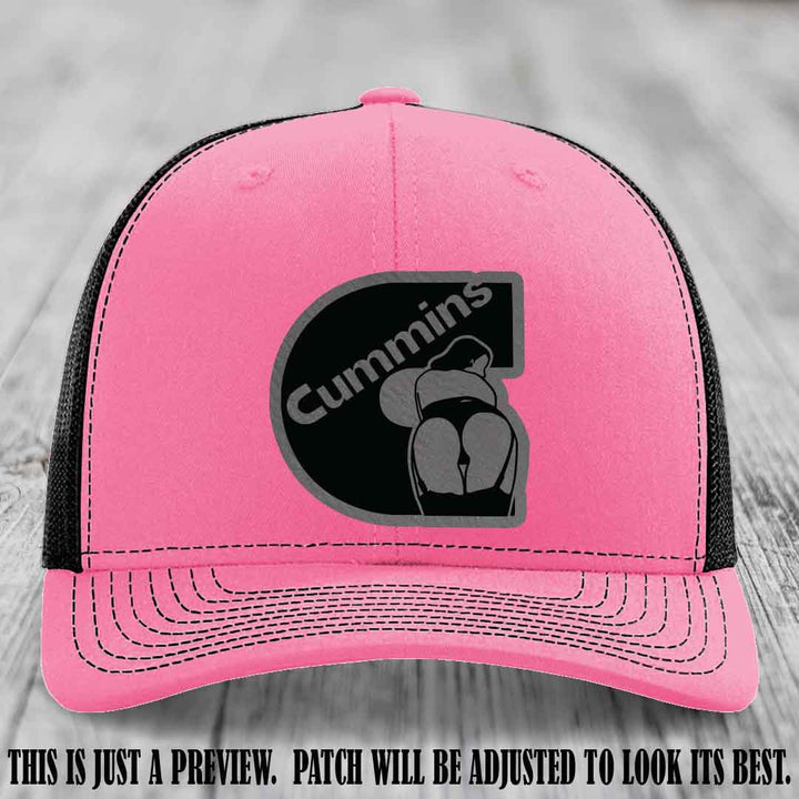 Cummins Curves Grey to Black Patch on Hot Pink to Black Hat Richardson 112 Hat