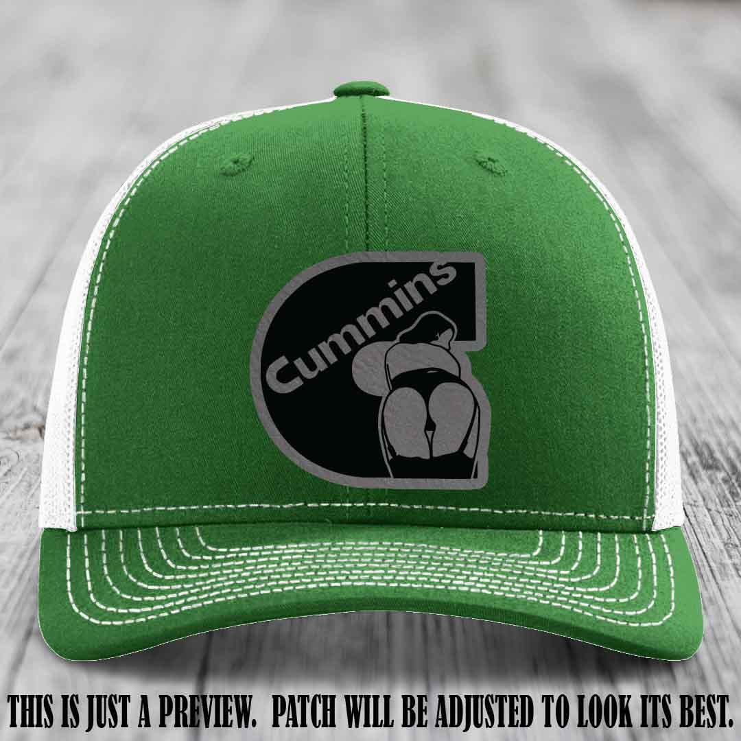 Cummins Curves Grey to Black Patch on Kelly to White Hat Richardson 112 Hat
