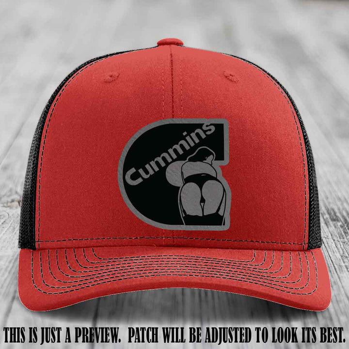 Cummins Curves Grey to Black Patch on Red to Black Hat Richardson 112 Hat