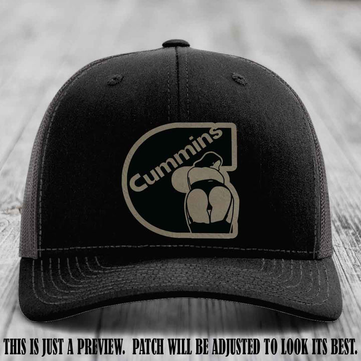 Cummins Curves Light Brown to Black Patch on Black to Charcoal Hat Richardson 112 Hat