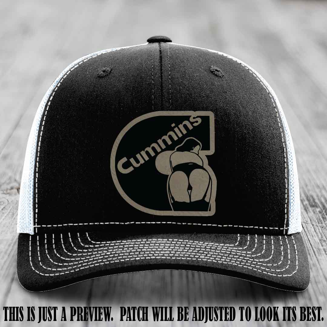 Cummins Curves Light Brown to Black Patch on Black to White Hat Richardson 112 Hat