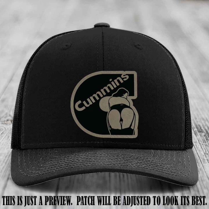 Cummins Curves Light Brown to Black Patch on Black Hat Richardson 112 Hat