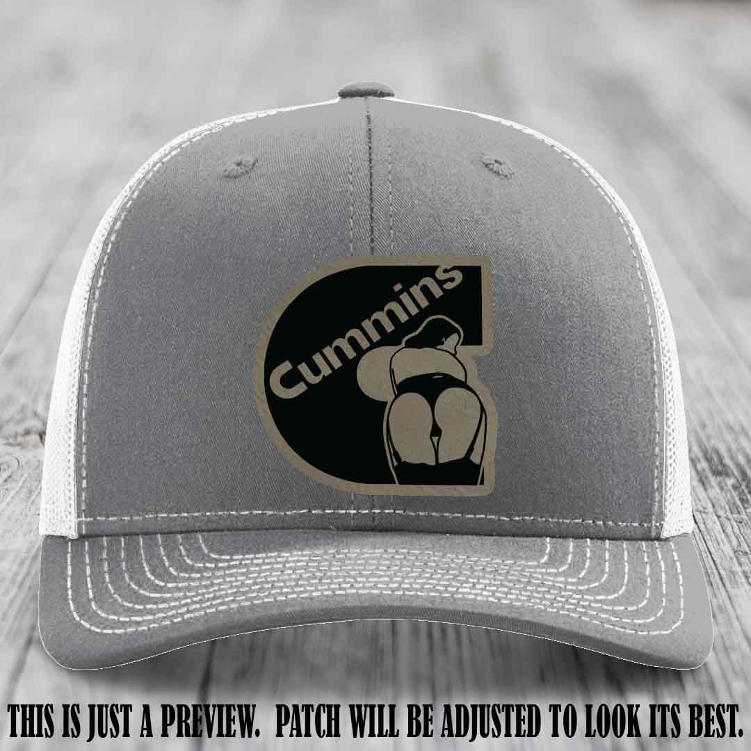 Cummins Curves Light Brown to Black Patch on Heather Grey to White Hat Richardson 112 Hat