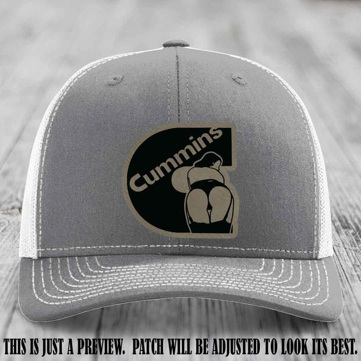 Cummins Curves Light Brown to Black Patch on Heather Grey to White Hat Richardson 112 Hat
