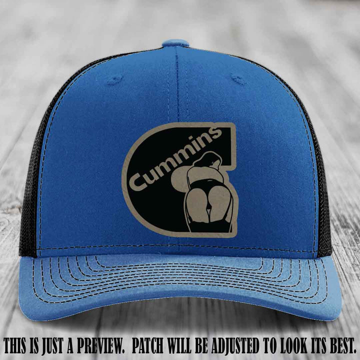 Cummins Curves Light Brown to Black Patch on Royal to Black Hat Richardson 112 Hat
