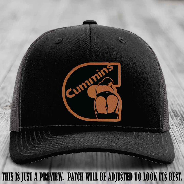 Cummins Curves Rawhide to Black Patch on Black to Charcoal Hat Richardson 112 Hat