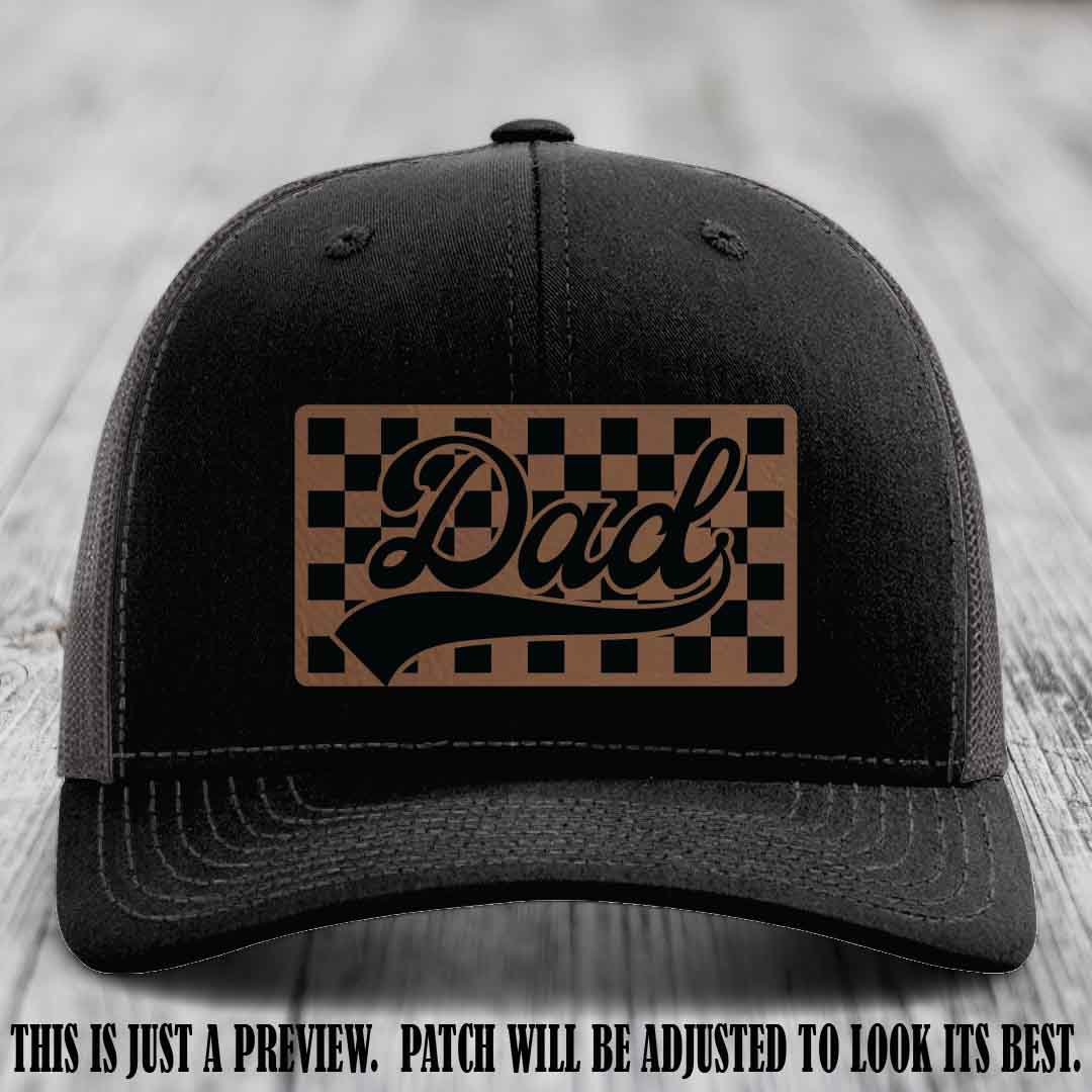 Dark Brown to Black Patch on Black to Charcoal Hat Richardson 112 leather patch hat