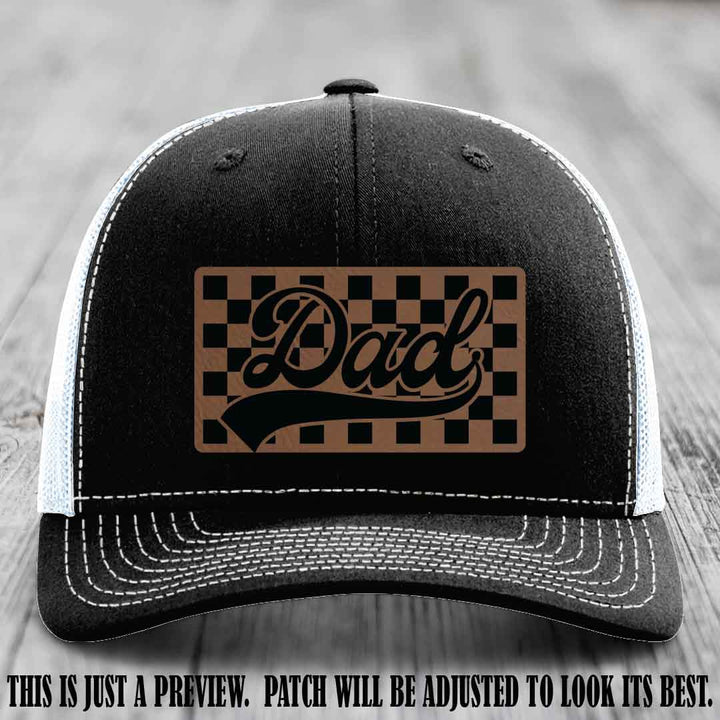 Dark Brown to Black Patch on Black to White Hat Richardson 112 leather patch hat