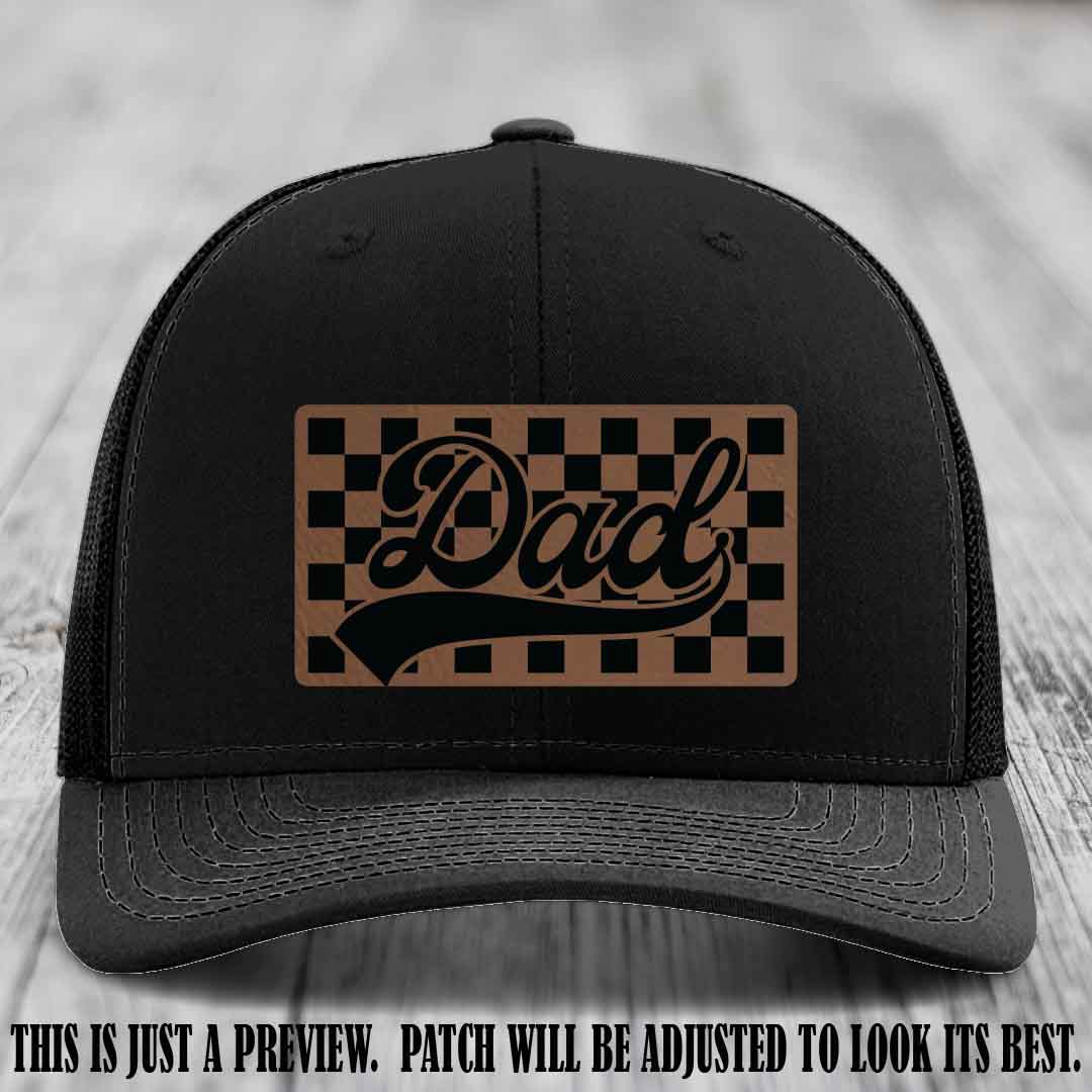 Dark Brown to Black Patch on Black Hat Richardson 112 leather patch hat