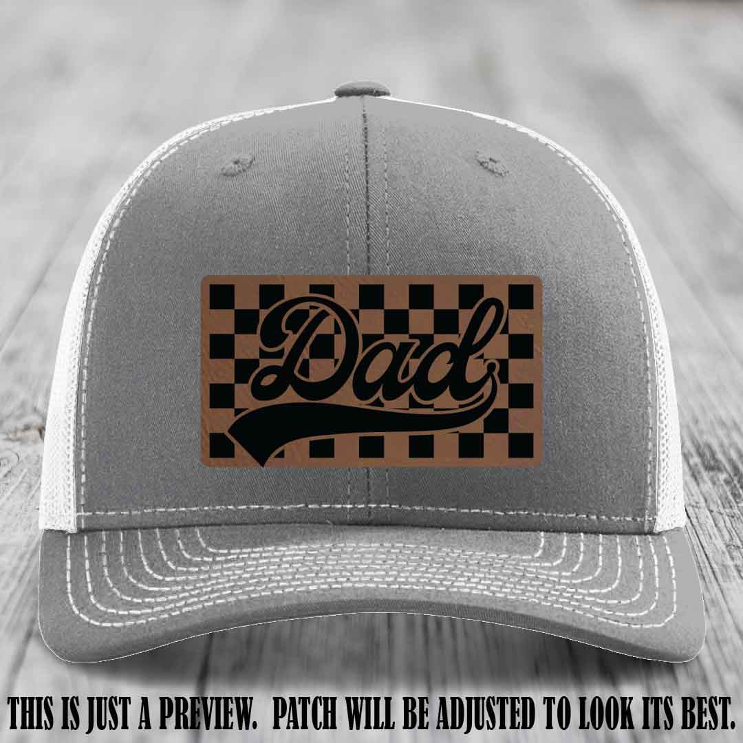 Dark Brown to Black Patch on Heather Grey to White Hat Richardson 112 leather patch hat