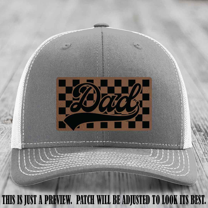 Dark Brown to Black Patch on Heather Grey to White Hat Richardson 112 leather patch hat