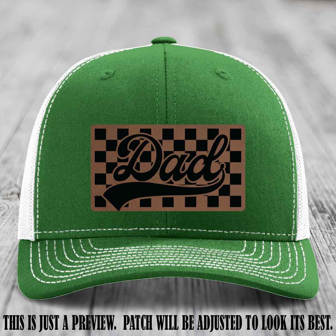 Dark Brown to Black Patch on Kelly to White Hat Richardson 112 leather patch hat