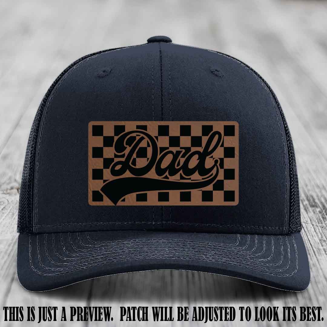Dark Brown to Black Patch on Navy Hat Richardson 112 leather patch hat