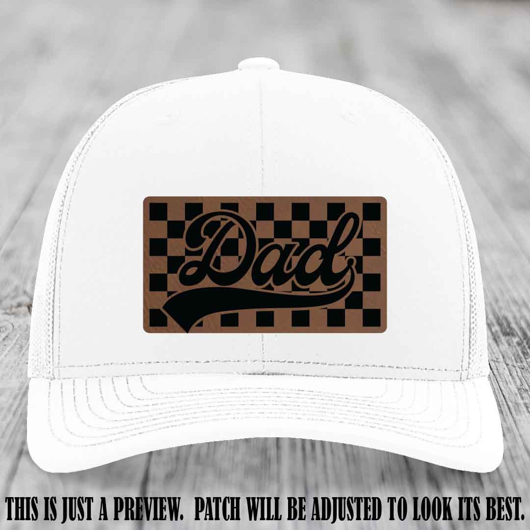 Dark Brown to Black Patch on White Hat Richardson 112 leather patch hat