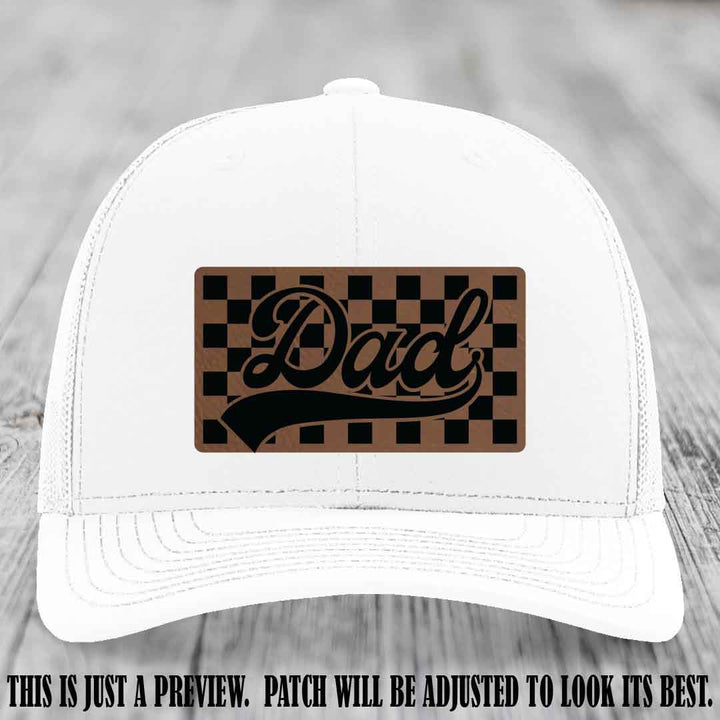 Dark Brown to Black Patch on White Hat Richardson 112 leather patch hat