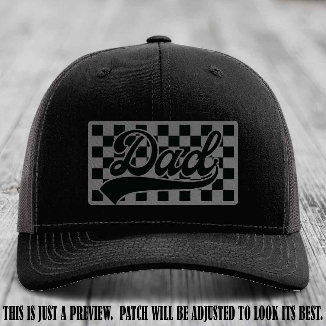 Grey to Black Patch on Black to Charcoal Hat Richardson 112 leather patch hat