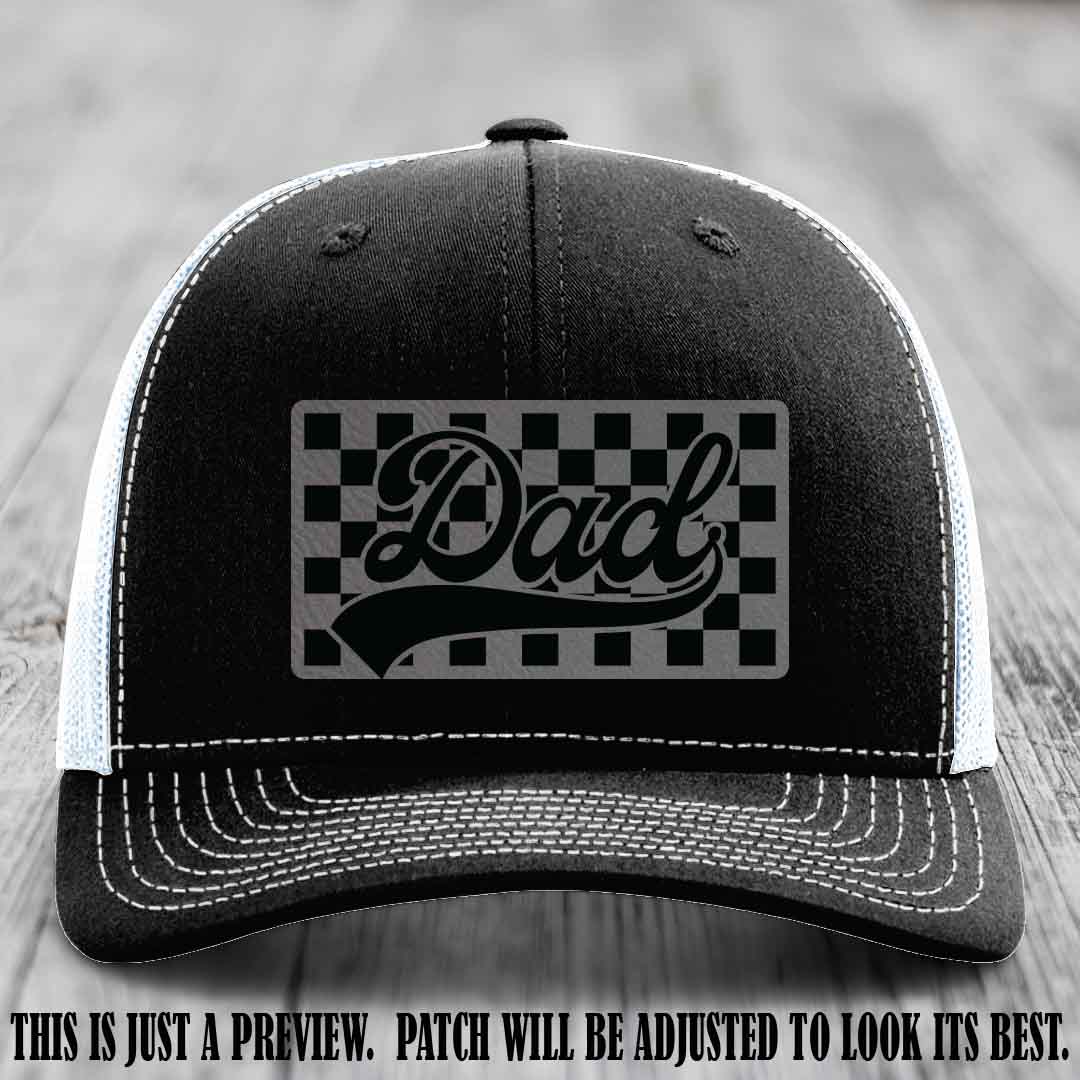Grey to Black Patch on Black to White Hat Richardson 112 leather patch hat