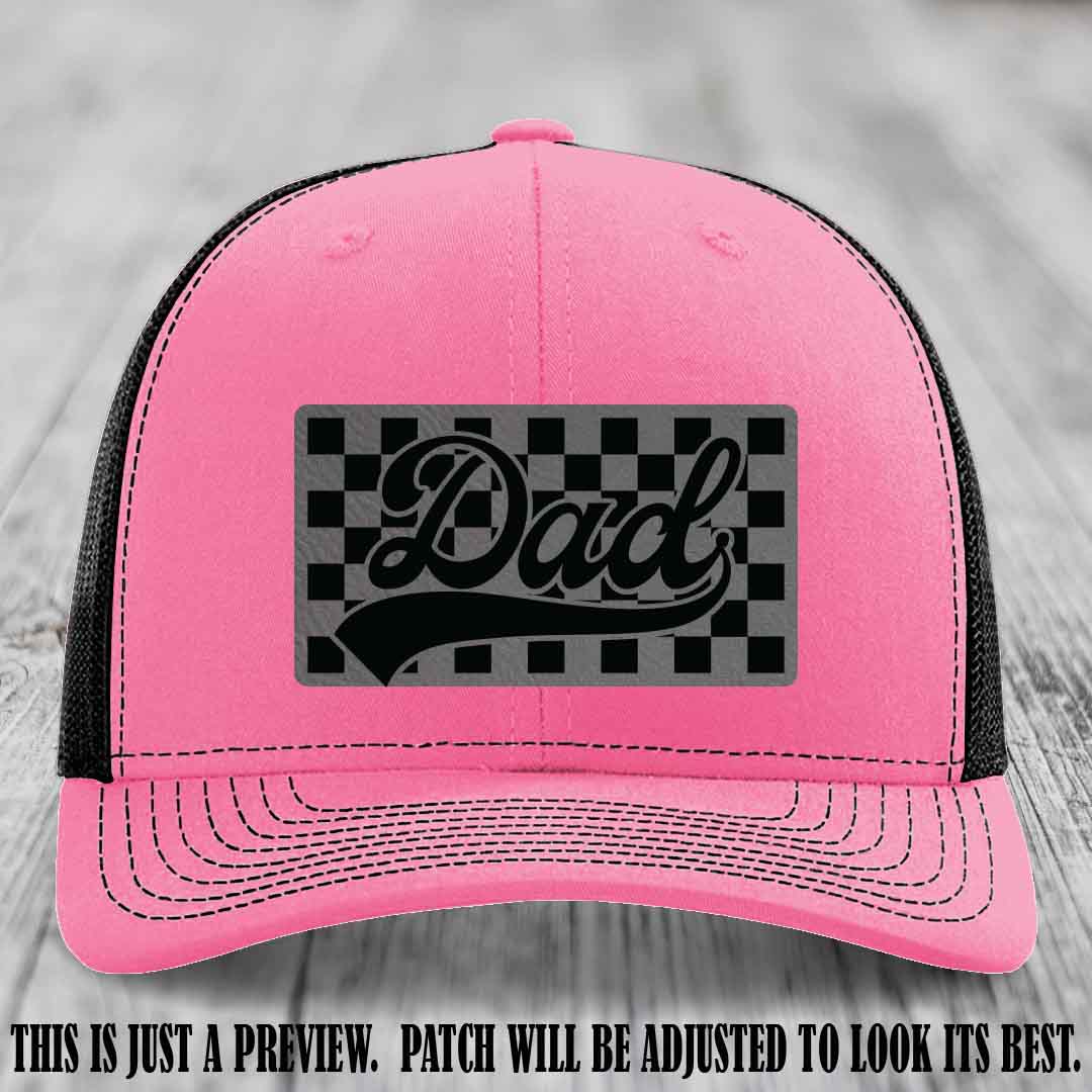 Grey to Black Patch on Hot Pink to Black Hat Richardson 112 leather patch hat