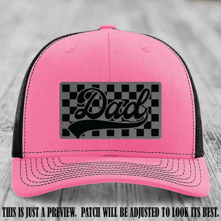 Grey to Black Patch on Hot Pink to Black Hat Richardson 112 leather patch hat
