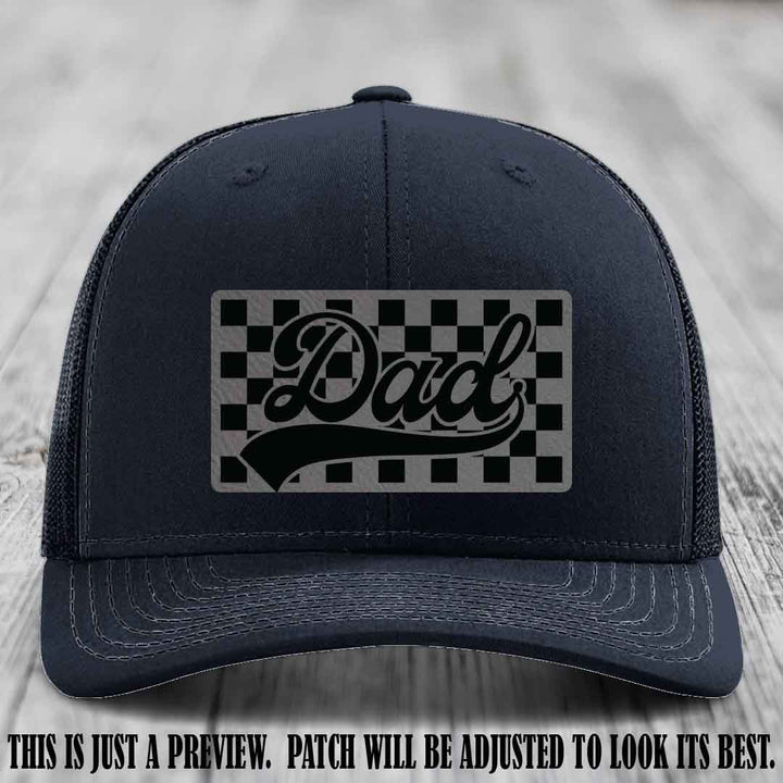 Grey to Black Patch on Navy Hat Richardson 112 leather patch hat