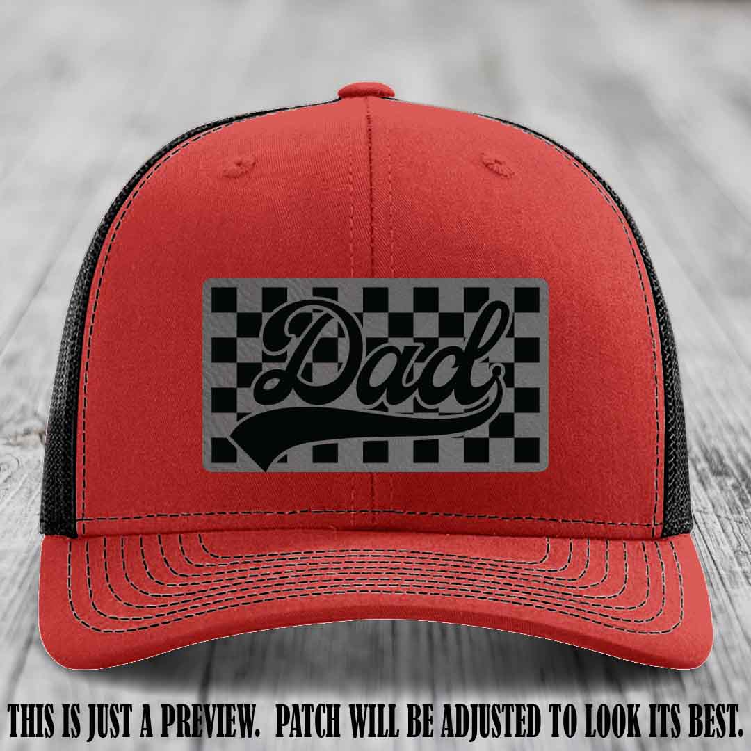 Grey to Black Patch on Red to Black Hat Richardson 112 leather patch hat