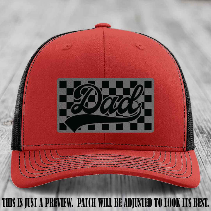 Grey to Black Patch on Red to Black Hat Richardson 112 leather patch hat