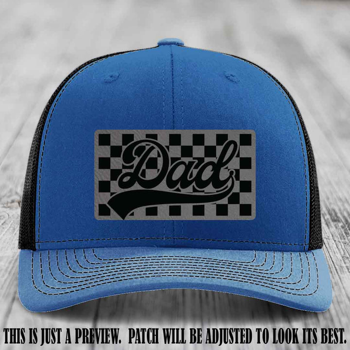 Grey to Black Patch on Royal to Black Hat Richardson 112 leather patch hat