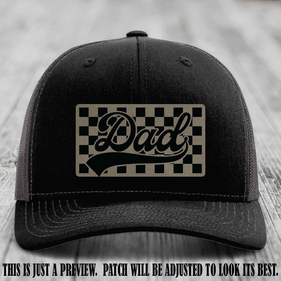 Light Brown to Black Patch on Black to Charcoal Hat Richardson 112 leather patch hat