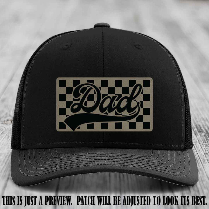 Light Brown to Black Patch on Black Hat Richardson 112 leather patch hat