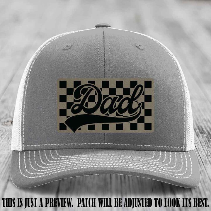 Light Brown to Black Patch on Heather Grey to White Hat Richardson 112 leather patch hat