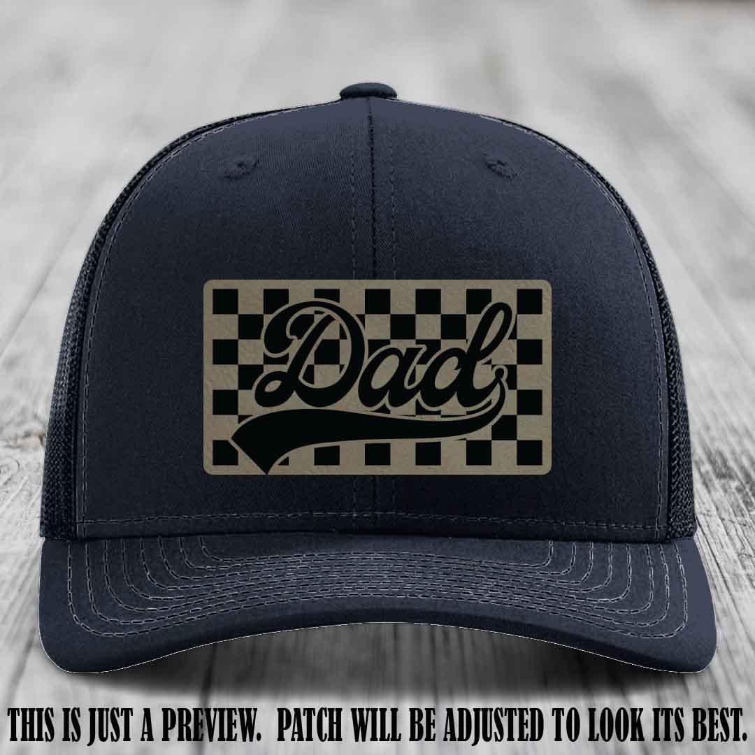 Light Brown to Black Patch on Navy Hat Richardson 112 leather patch hat