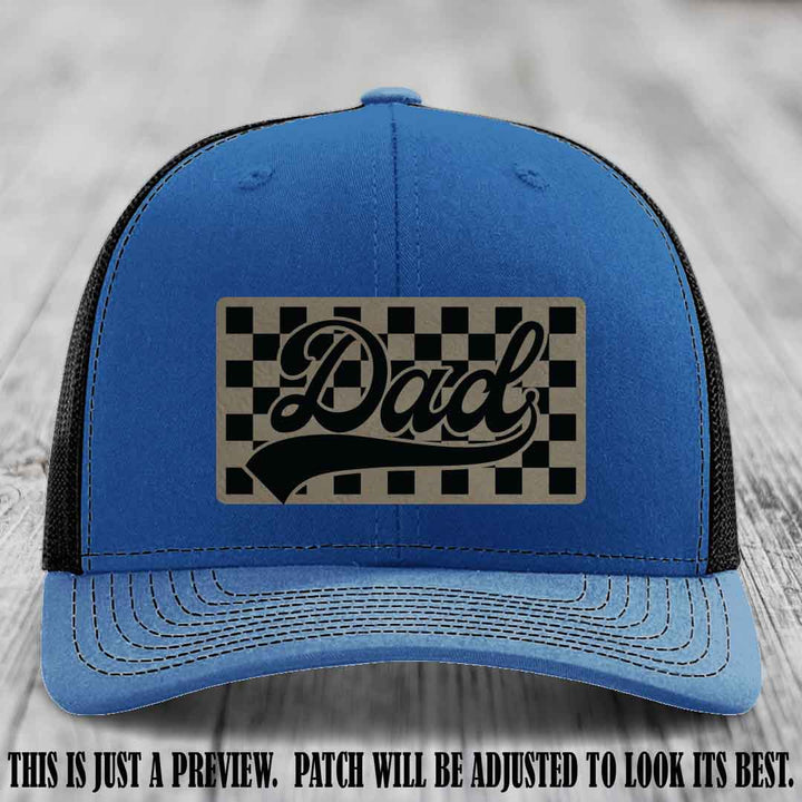 Light Brown to Black Patch on Royal to Black Hat Richardson 112 leather patch hat