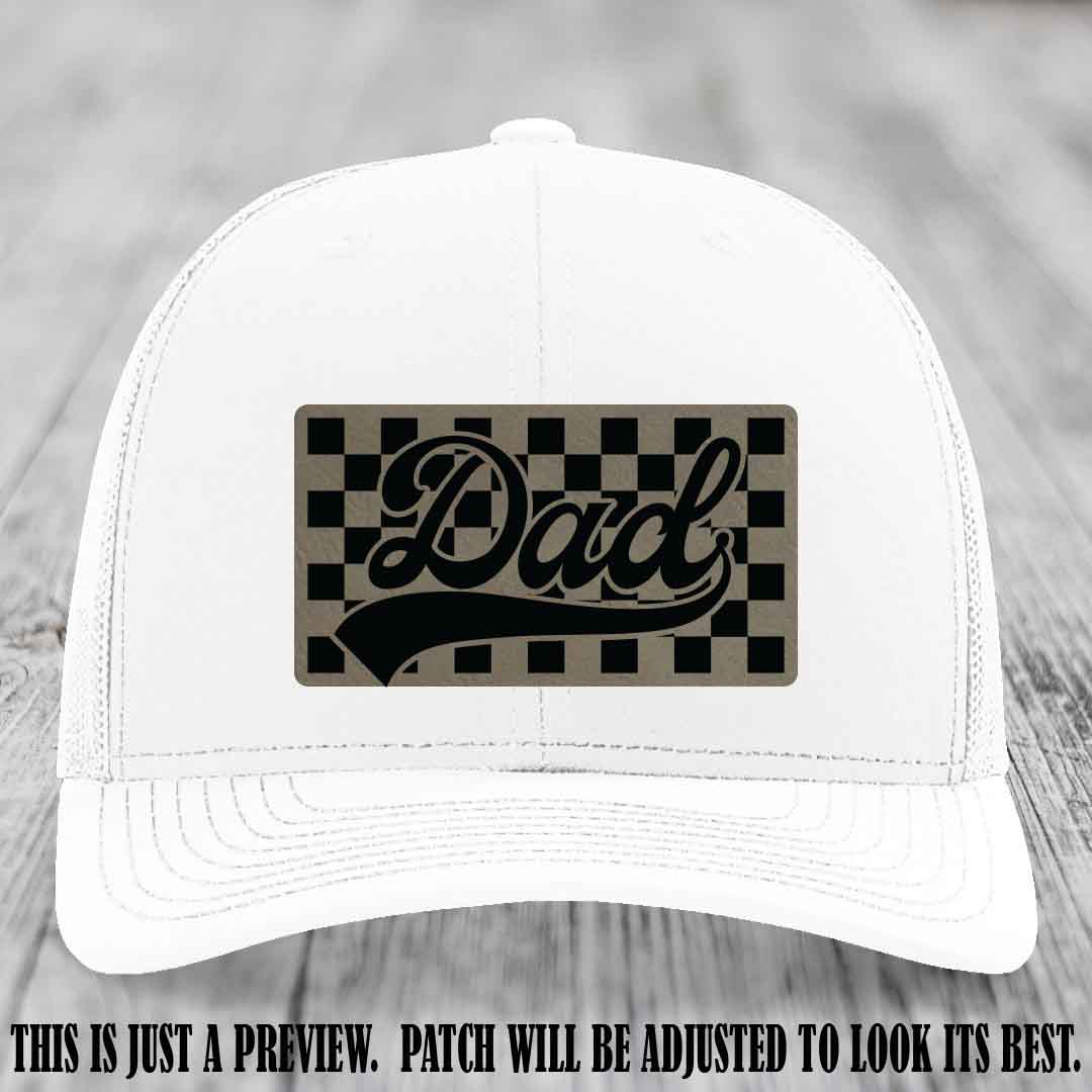Light Brown to Black Patch on White Hat Richardson 112 leather patch hat