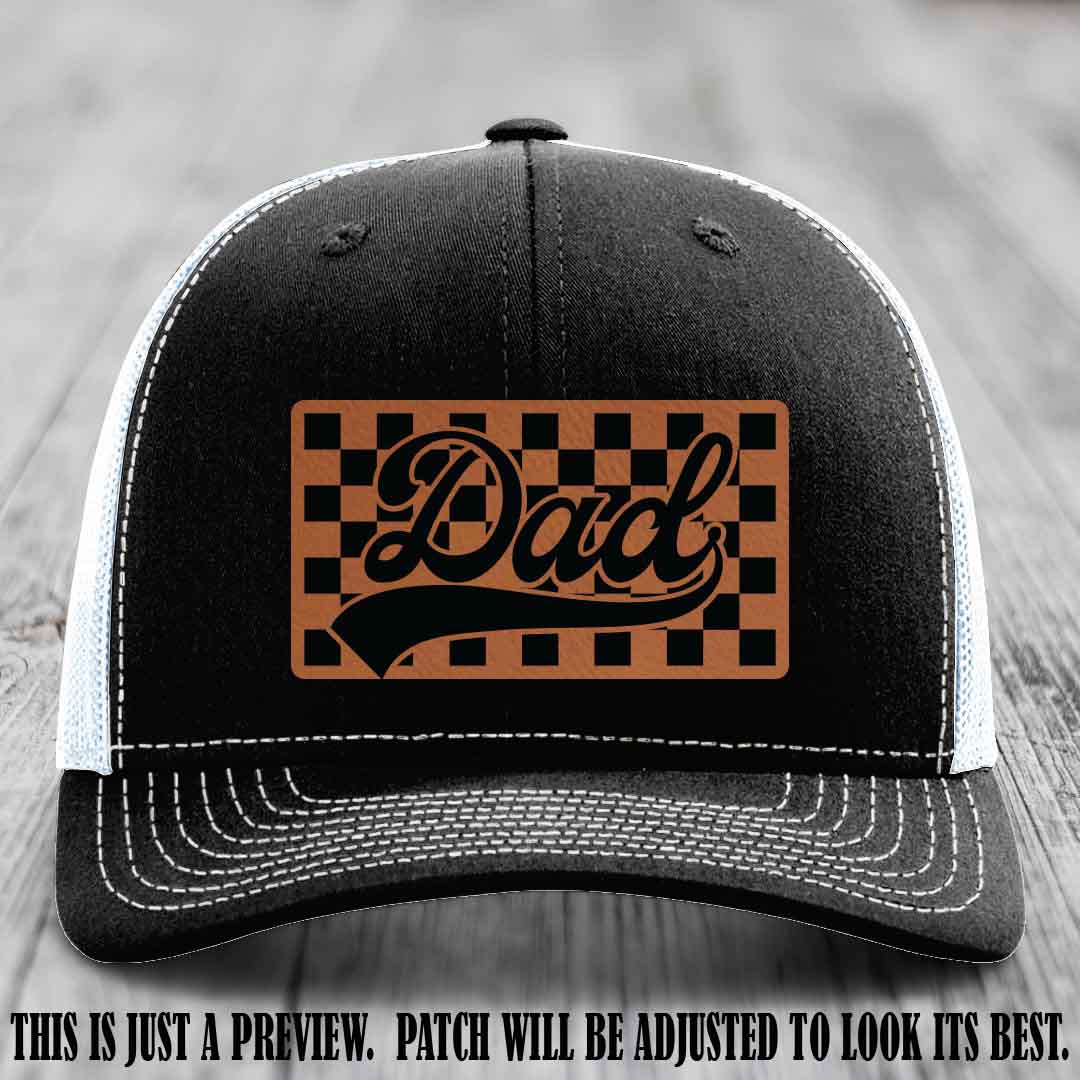 Rawhide to Black Patch on Black to White Hat Richardson 112 leather patch hat