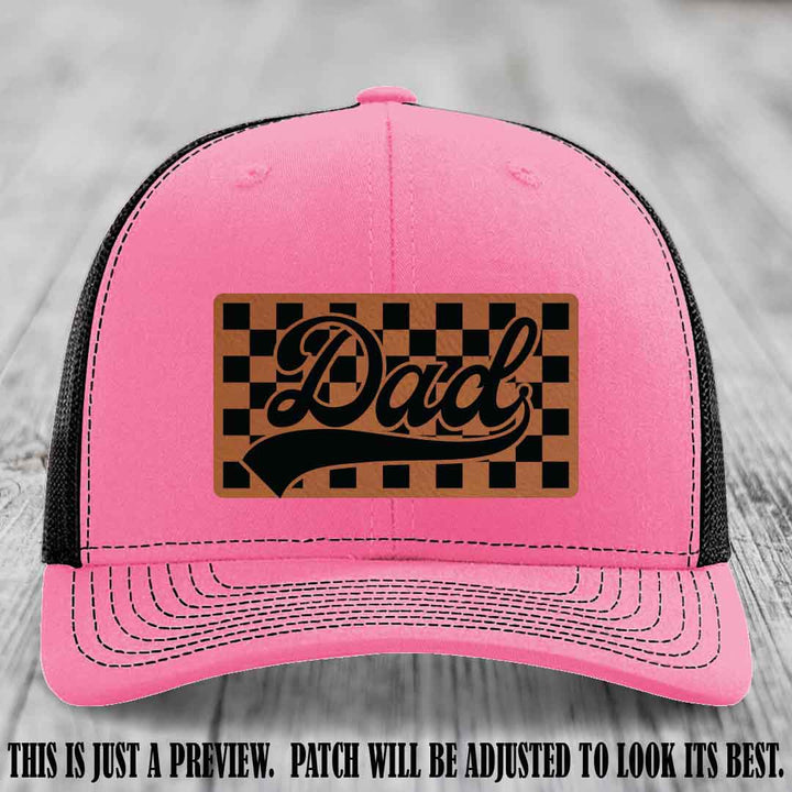 Rawhide to Black Patch on Hot Pink to Black Hat Richardson 112 leather patch hat