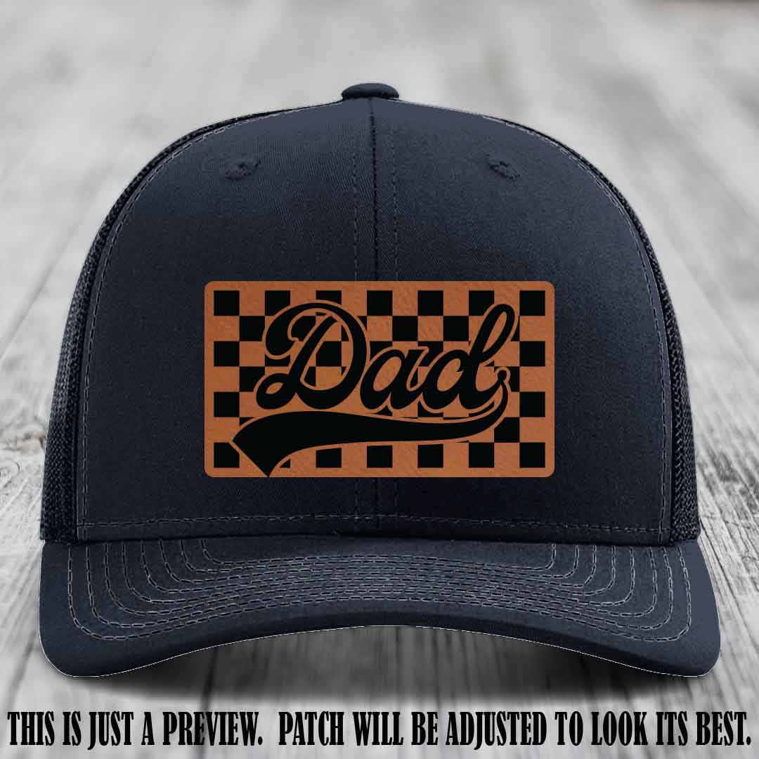 Rawhide to Black Patch on Navy Hat Richardson 112 leather patch hat