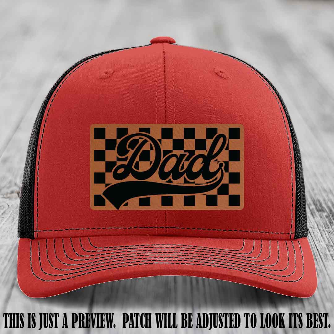 Rawhide to Black Patch on Red to Black Hat Richardson 112 leather patch hat