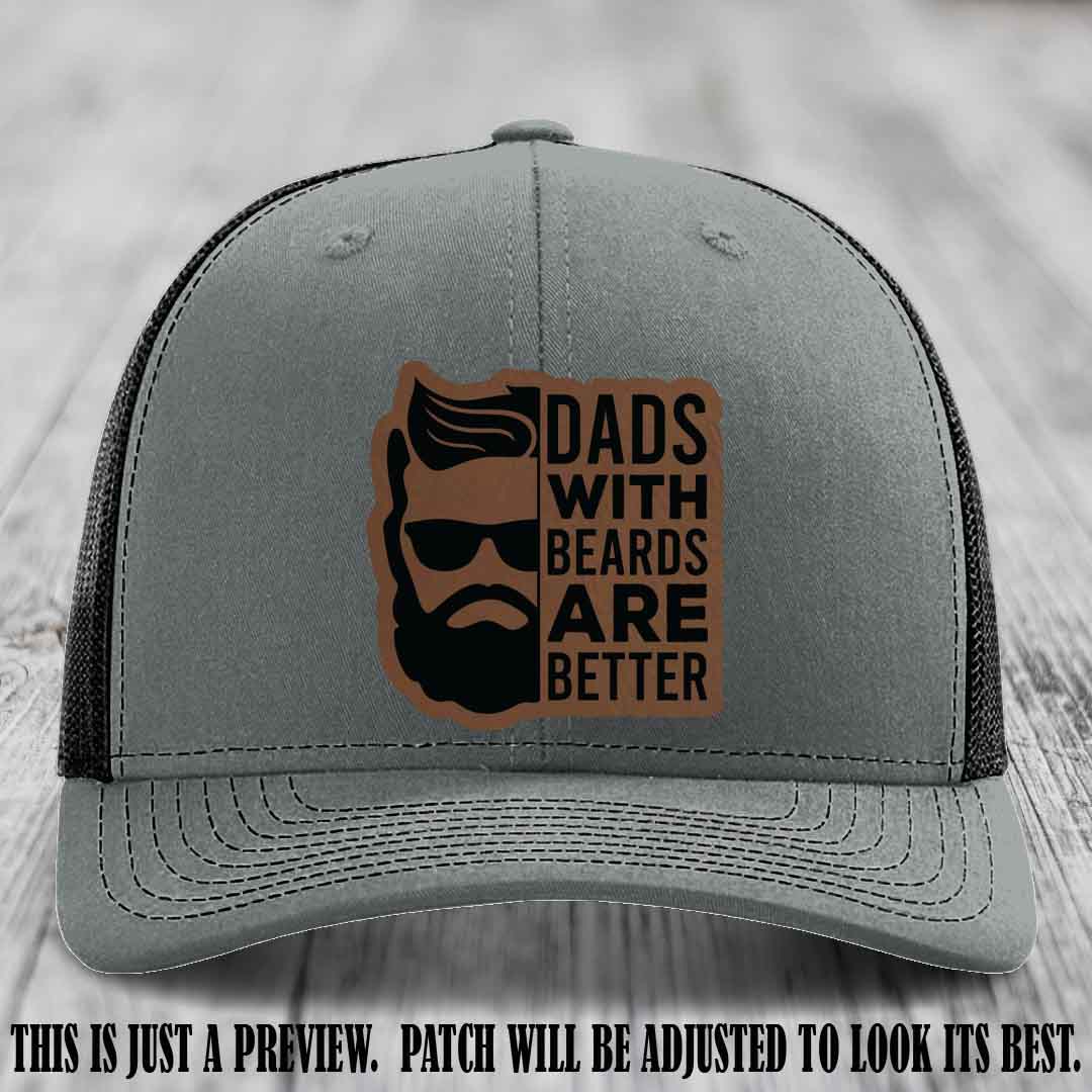 Dads with Beards Are Better 🧔 - Dark Brown to Black Patch on Heather Grey to Black Hat