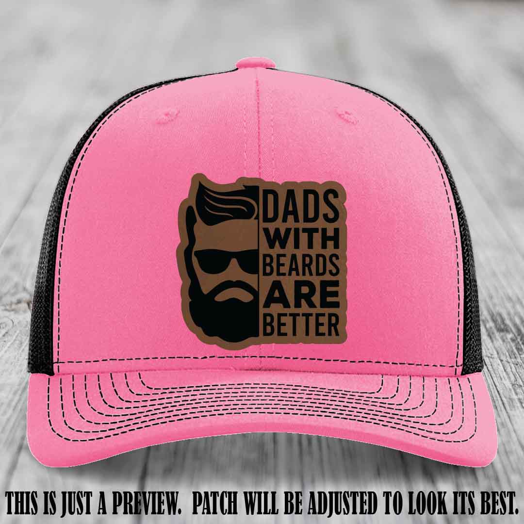 Dads with Beards Are Better 🧔 - Dark Brown to Black Patch on Hot Pink to Black Hat
