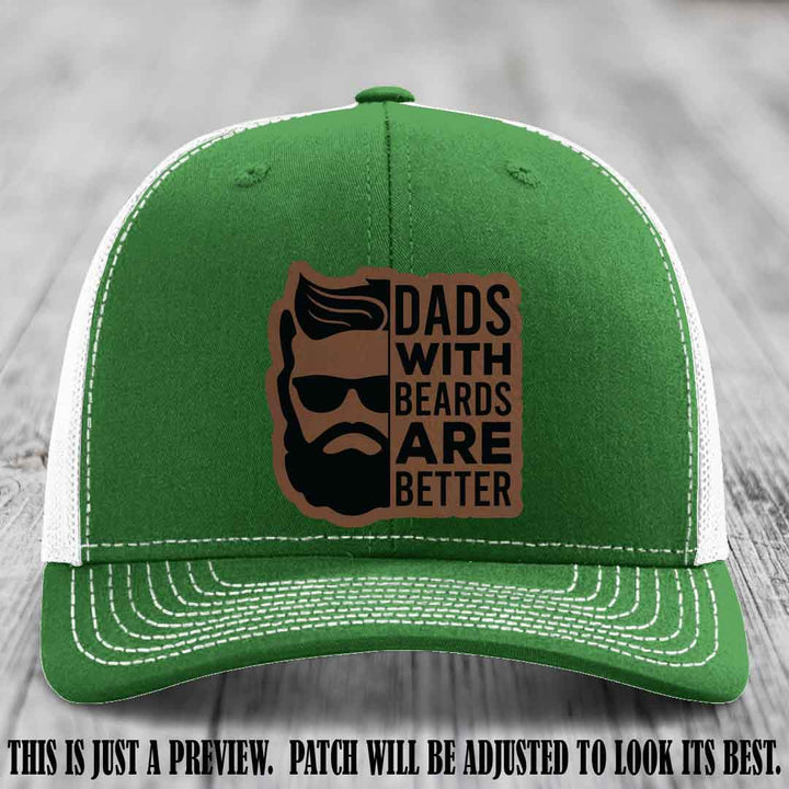 Dads with Beards Are Better 🧔 - Dark Brown to Black Patch on Kelly to White Hat