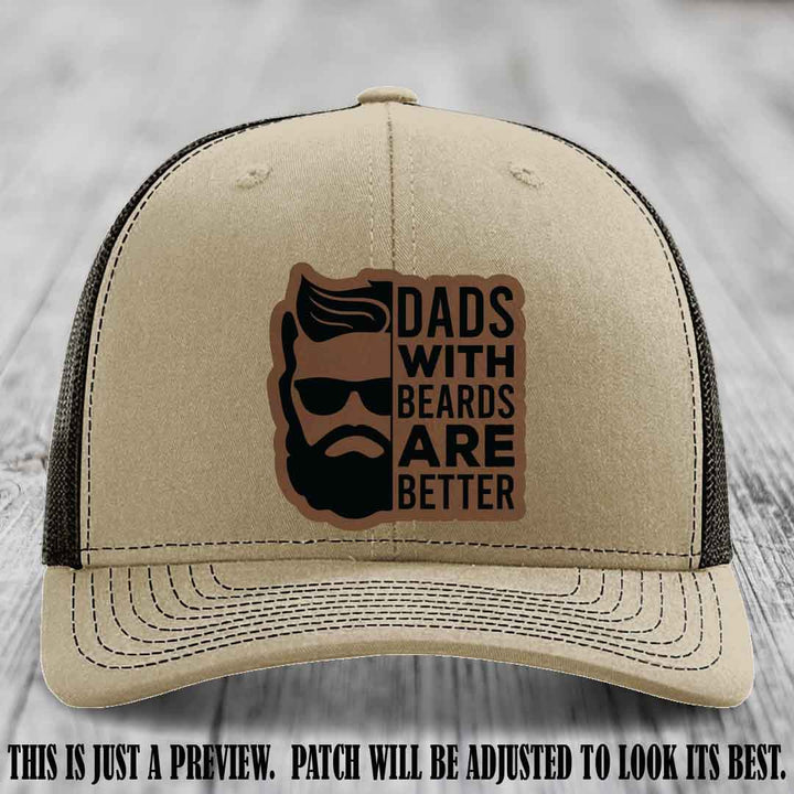 Dads with Beards Are Better 🧔 - Dark Brown to Black Patch on Khaki to Coffee Hat
