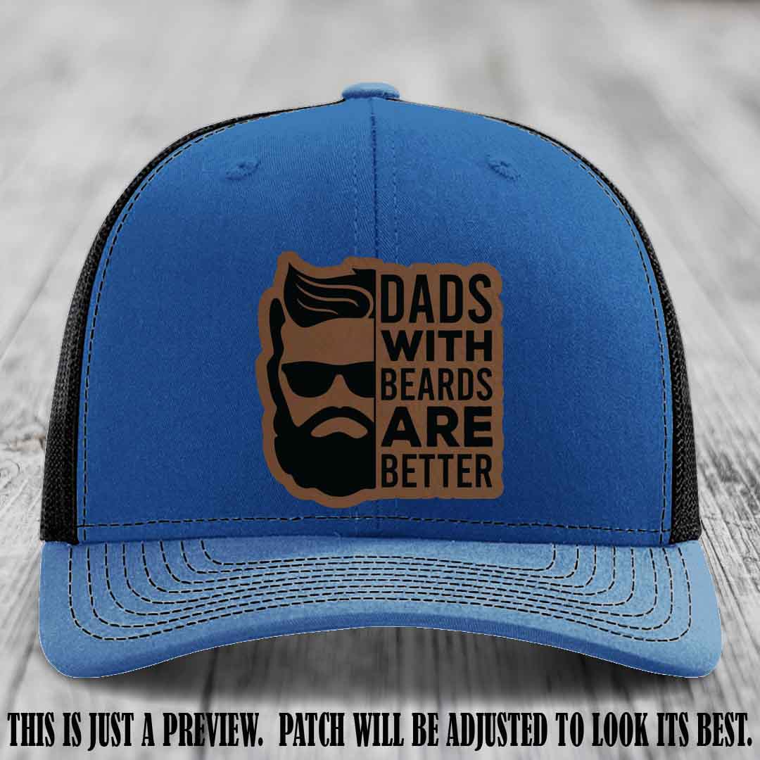 Dads with Beards Are Better 🧔 - Dark Brown to Black Patch on Royal to Black Hat