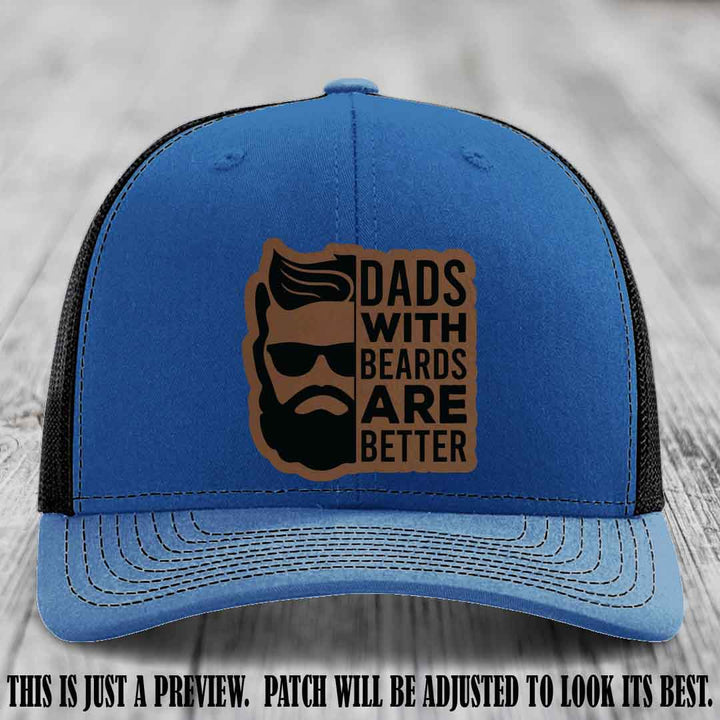 Dads with Beards Are Better 🧔 - Dark Brown to Black Patch on Royal to Black Hat