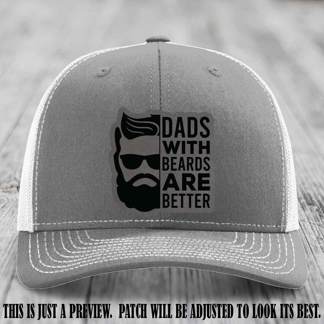 Dads with Beards Are Better 🧔 - Grey to Black Patch on Heather Grey to White Hat