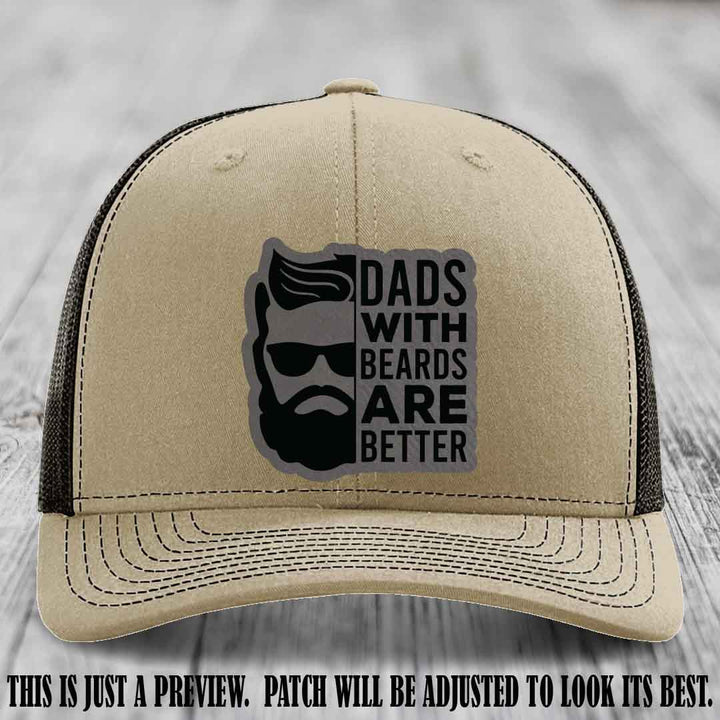 Dads with Beards Are Better 🧔 - Grey to Black Patch on Khaki to Coffee Hat
