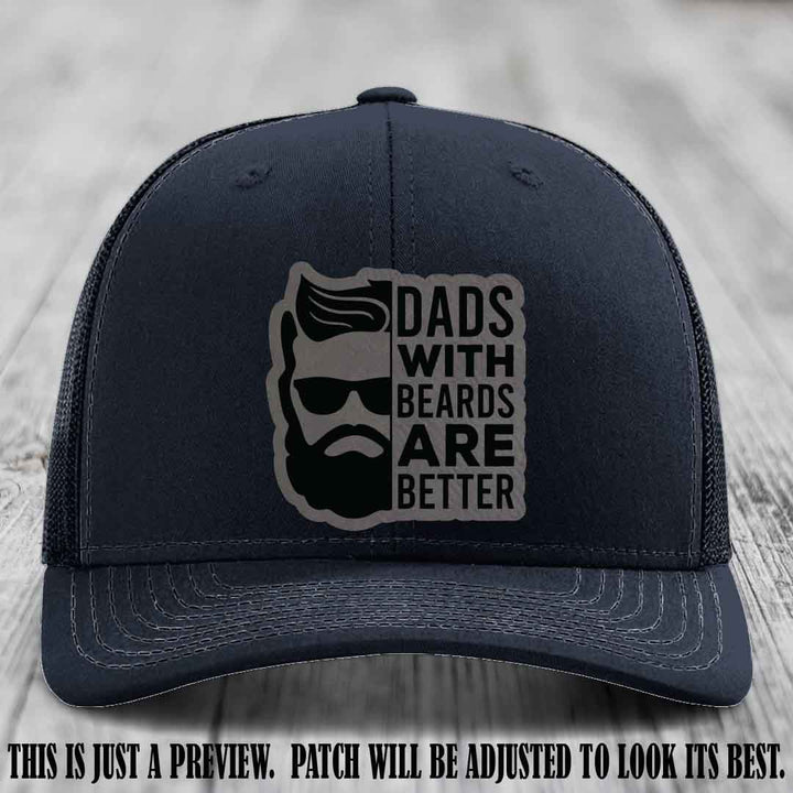Dads with Beards Are Better 🧔 - Grey to Black Patch on Navy Hat